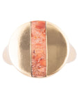 Signet Orange Sponge Coral and Golden Circle Ring