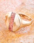 Signet Orange Sponge Coral and Golden Circle Ring