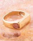 Signet Orange Sponge Coral and Bronze In The Hole Ring