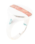 Signet Orange Sponge Coral and Sterling Silver Circle Ring