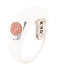 Signet Orange Sponge Coral and Sterling Silver In The Hole Ring
