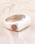 Signet Orange Sponge Coral and Sterling Silver In The Hole Ring