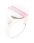 Signet Pink Opal and Sterling Silver Circle Ring