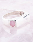 Signet Pink Opal and Sterling Silver In The Hole Ring