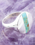 Signet Turquoise and Sterling Silver Circle Ring