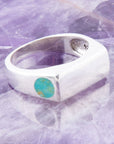 Signet Turquoise and Sterling Silver In The Hole Ring
