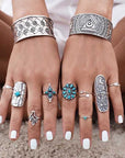 Silver and Turquoise Ring Set
