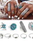 Silver and Turquoise Ring Set