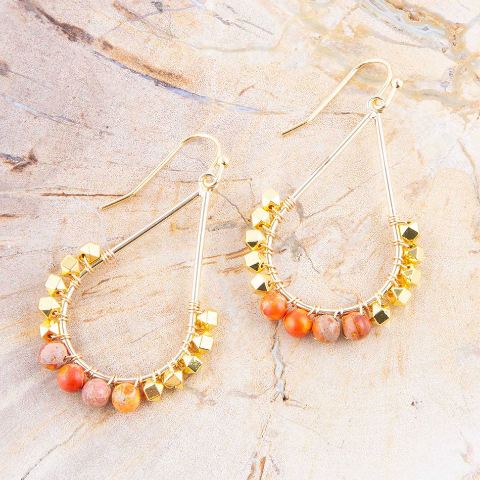 Simple Things Orange Jasper Loop Earrings