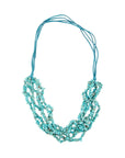 Six Strand Blue Turquoise Magnesite and Leather Statement Necklace