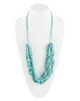 Six Strand Blue Turquoise Magnesite and Leather Statement Necklace