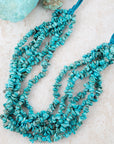 Six Strand Blue Turquoise Magnesite and Leather Statement Necklace