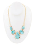 Slabs of Blue Turquoise Golden Statement Necklace