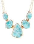 Slabs of Blue Turquoise Golden Statement Necklace