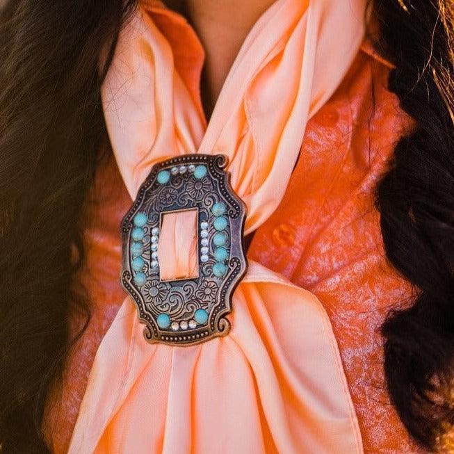 Extra Large Copper Turquoise and Clear Buckle Slide SCOTQCL