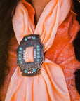 Extra Large Copper Turquoise and Clear Buckle Slide SCOTQCL