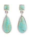 Smooth Teardrop Post Earring - Turquoise & Silver