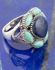 Soledad Blue Denim Lapis & Amazonite Sterling Silver Ring