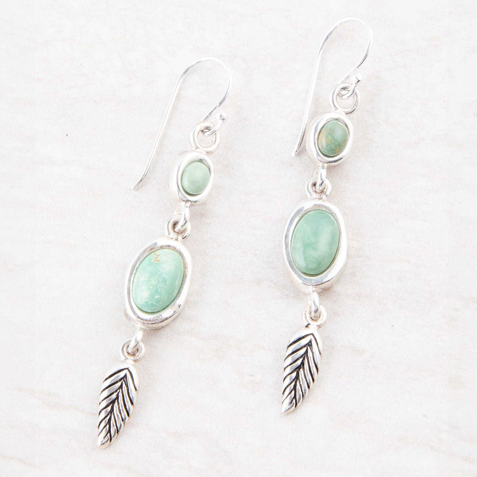 Splendor Turquoise Sterling Feather Earrings