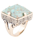 Square Statement Blue Turquoise Golden Ring