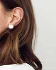 Squared Up Mother of Pearl Golden Stud Earrings