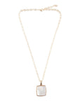 Squared Up White Mother of Pearl Golden Pendant Necklace