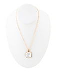 Squared Up White Mother of Pearl Golden Pendant Necklace