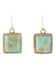 Squared Up Blue Turquoise Golden Drop Earrings