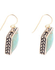 Squared Up Blue Turquoise Golden Drop Earrings