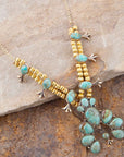 Squash Blossom Statement Blue Turquoise Golden Necklace