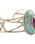 Stacked Blue and Purple Turquoise Golden Cuff Bracelet