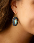 Stacked Blue Turquoise and Denim Golden Drop Earrings