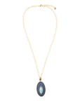 Stacked Blue Turquoise and Denim Golden Pendant Necklace