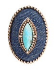 Stacked Blue Turquoise and Denim Golden Statement Ring