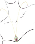 Stacked Stone Blue and Purple Turquoise Golden Pendant Chain Necklace