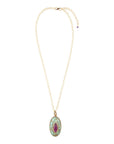 Stacked Stone Blue and Purple Turquoise Golden Pendant Chain Necklace