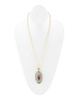Stacked Stone Blue and Purple Turquoise Golden Pendant Chain Necklace