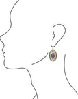 Stacked Stone Blue and Purple Turquoise Golden Drop Earrings
