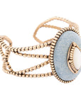 Blue Denim Dreams White Mother of Pearl Golden Cuff Bracelet