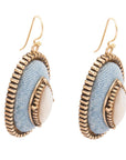 Blue Denim Dreams White Mother of Pearl Golden Drop Earrings