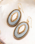 Blue Denim Dreams White Mother of Pearl Golden Drop Earrings
