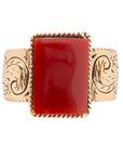 Stamped Orange Carnelian Golden Ring