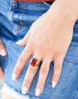 Stamped Orange Carnelian Golden Ring
