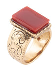 Stamped Orange Carnelian Golden Ring