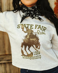 State Fair Rodeo Raw Hem V-Neck Crop Graphic Sweatshirt