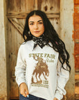 State Fair Rodeo Raw Hem V-Neck Crop Graphic Sweatshirt