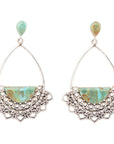 Sterling Silver Lace and Turquoise Earrings