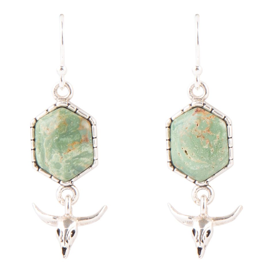 Sterling Silver and Blue Turquiose Longhorn Earrings