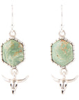 Sterling Silver and Blue Turquiose Longhorn Earrings