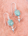 Sterling Silver and Blue Turquiose Longhorn Earrings